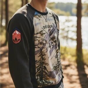 Adidas Ski Team Originals 49 Crew Neck Sweatshirt Mens Large Raglan Sleeve Patch